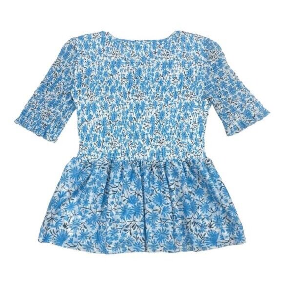 Maeve Ashton Smocked Floral Peplum Top XS - Picture 4 of 6